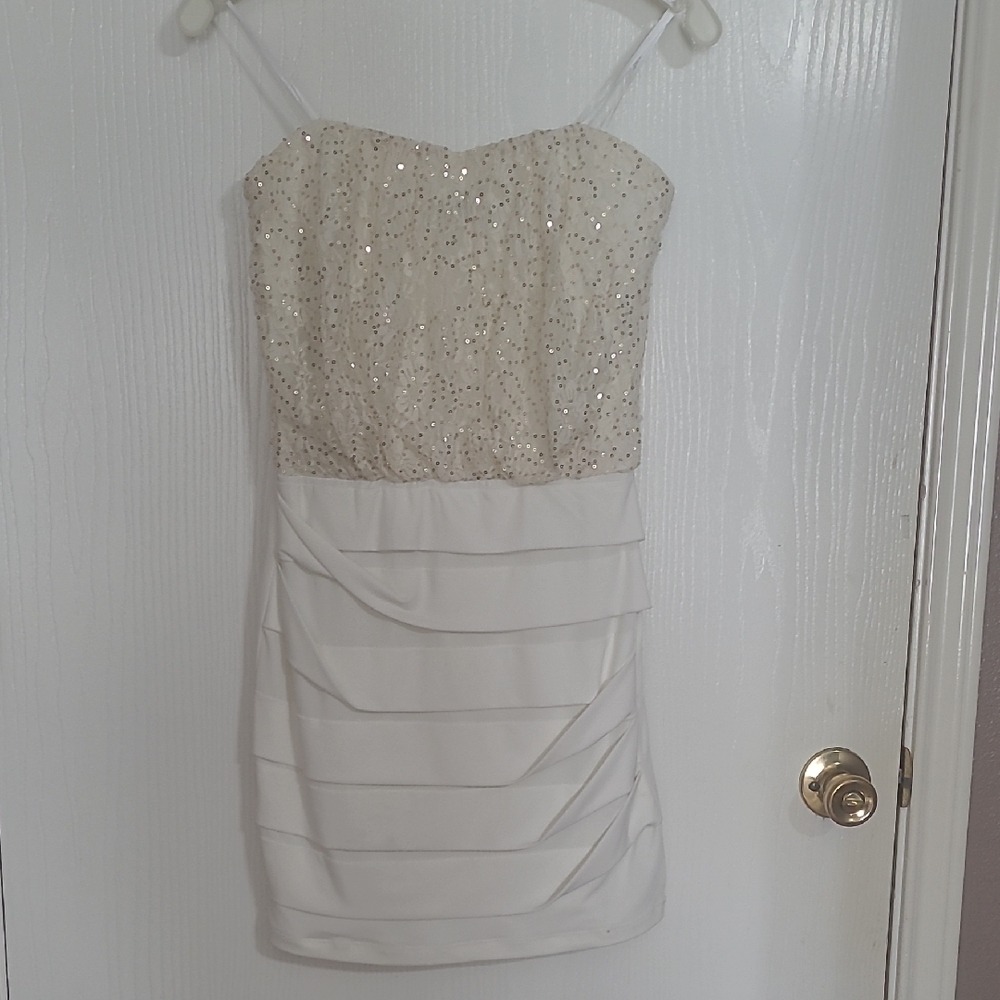 City Triangles White Sequin Mini Dress